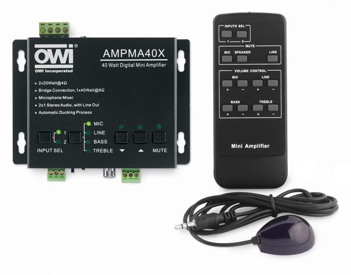 AMPMA40X: Digital Mini Amplifier/Mic Mixer/ with Remote Control